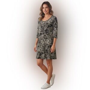 Nandashe Black and White Paisley Dress